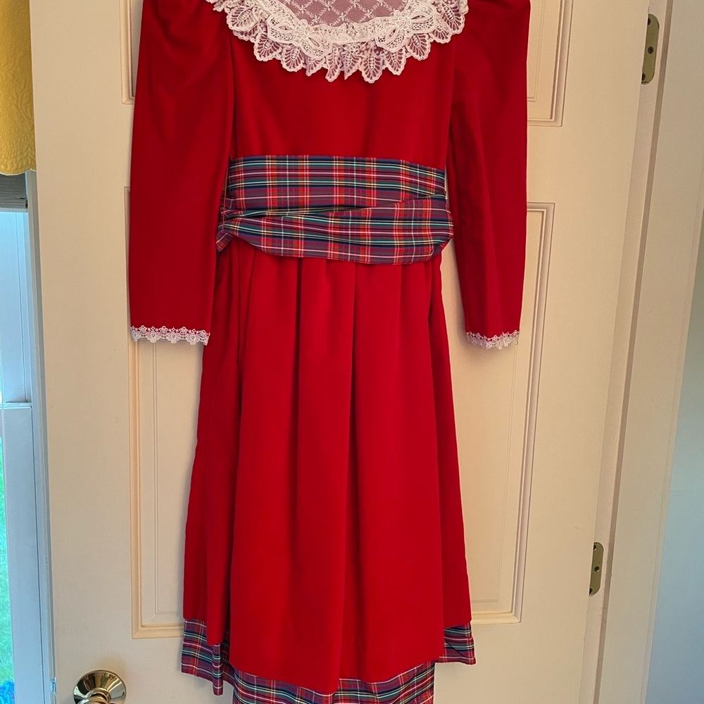 Valentine Dance Dress! Red velveteen, contrasting cummerbund and hemline.